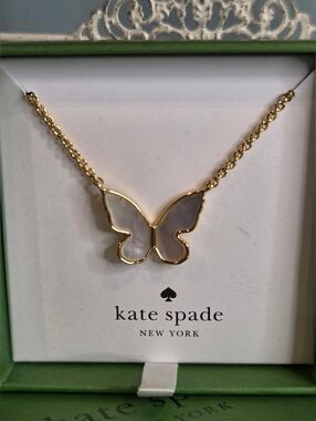 Kate Spade Gold Butterfly Necklace with Mother-of-Pearl Wings